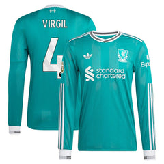 Virgil van Dijk Liverpool 2025/26 Third Long Sleeve Player Jersey Green - Adidas on sale