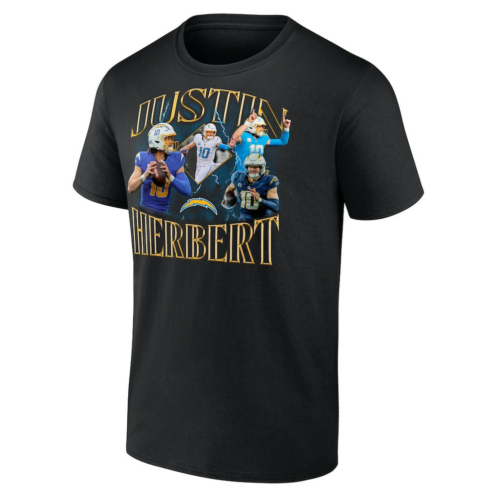 Justin Herbert Los Angeles Chargers Notorious Graphic T-Shirt - Black T-shirts