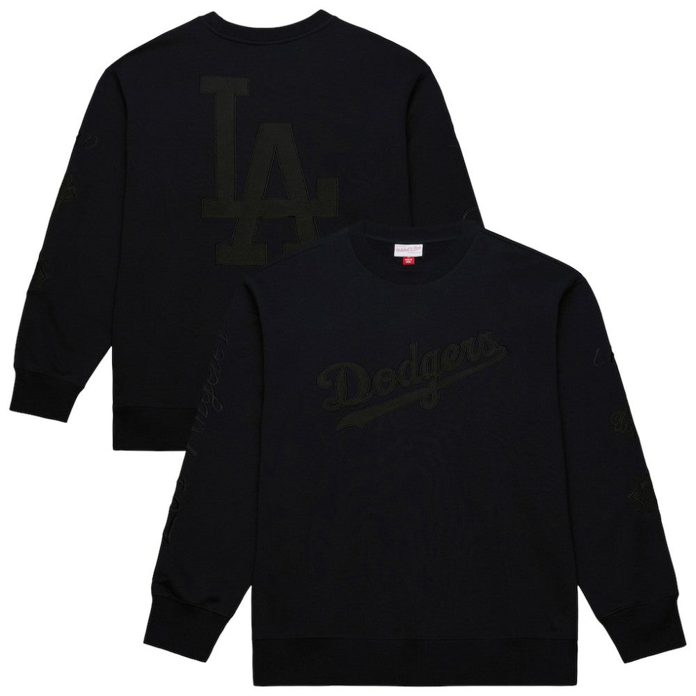 Los Angeles Dodgers Mitchell & Ness Phantom Fleece Crewneck Sweatshirt - Black Sweatshirts