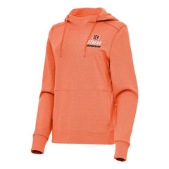 Cincinnati Bengals Antigua Women's Streak Justice Pullover Hoodie - Heather Orange Hoodies