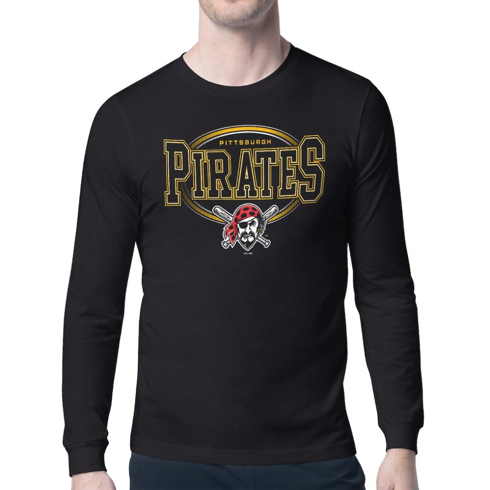 Pittsburgh Pirates Starter Team Track Graphic Long Sleeve T-Shirt - Black T-shirts