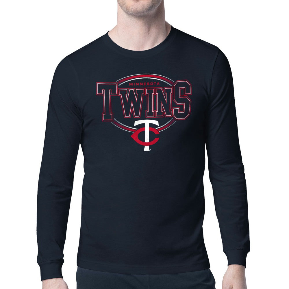 Minnesota Twins Starter Team Track Graphic Long Sleeve T-Shirt - Navy T-shirts