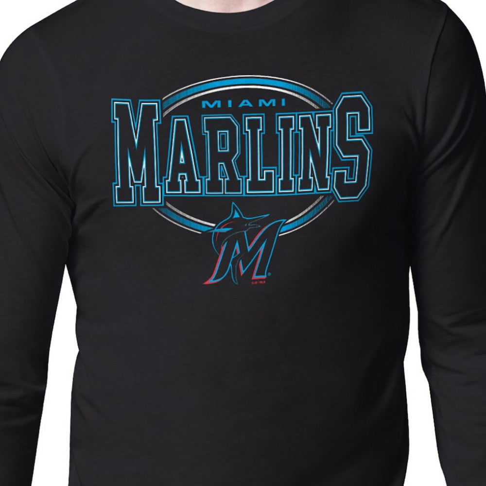Miami Marlins Starter Team Track Graphic Long Sleeve T-Shirt - Black T-shirts