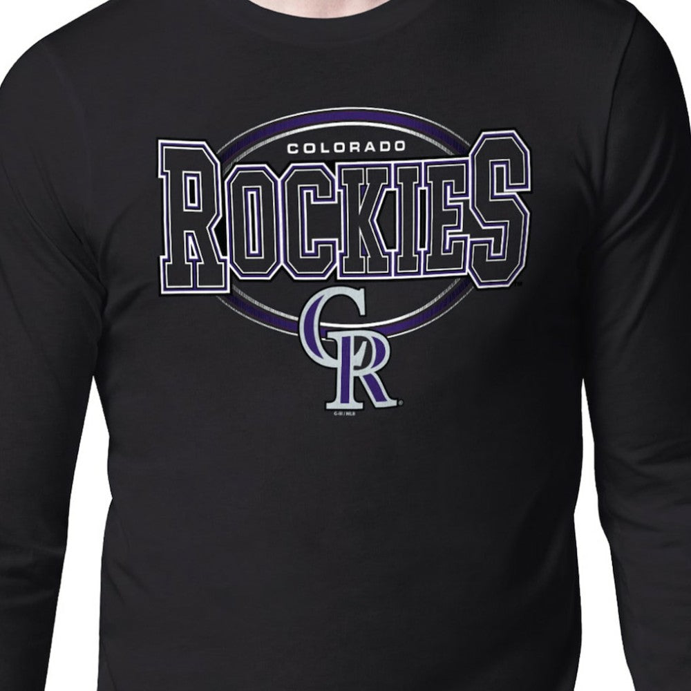 Colorado Rockies Starter Team Track Graphic Long Sleeve T-Shirt - Black T-shirts