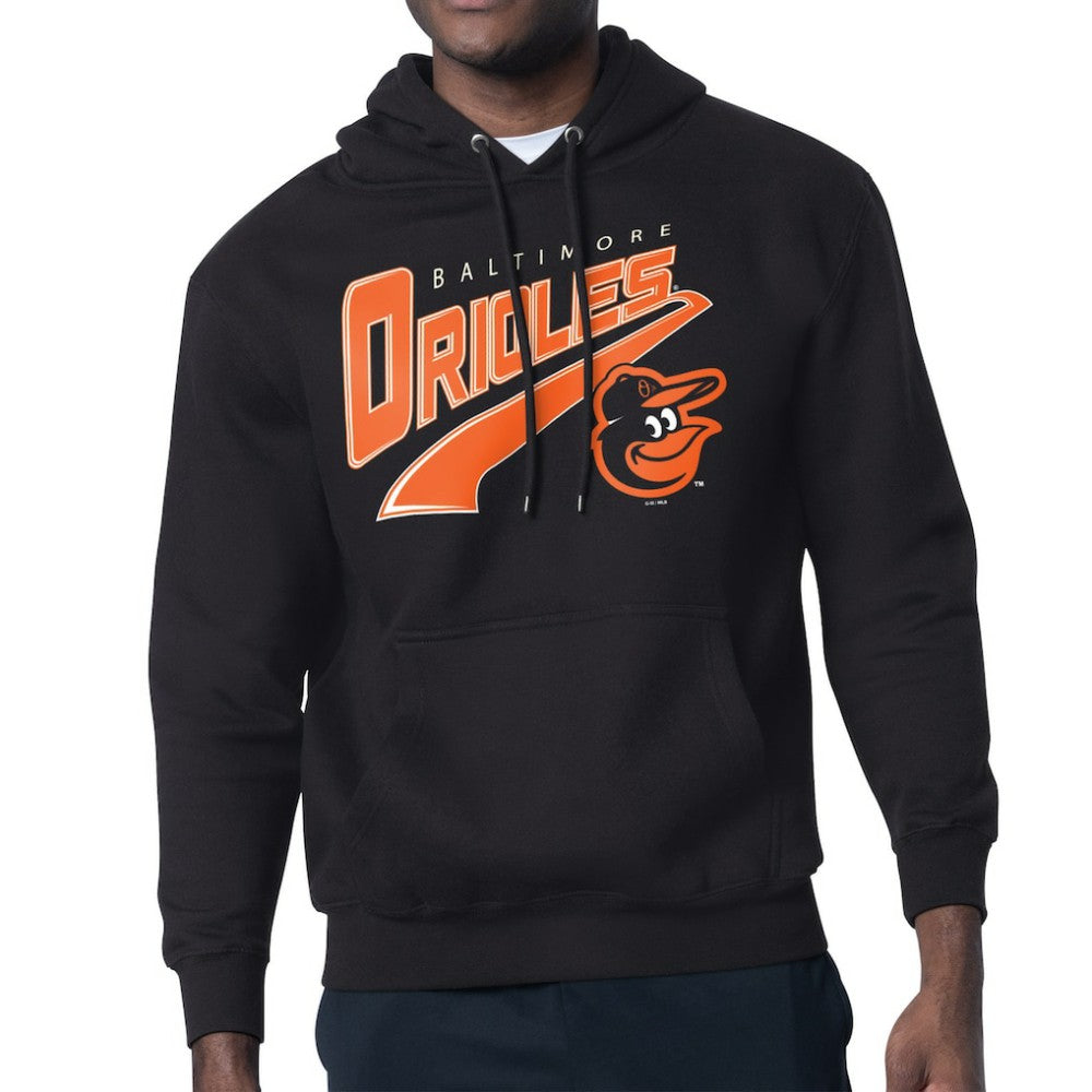 Baltimore Orioles Starter Modern Tailsweep Fleece Tri-Blend Pullover Hoodie - Black Hoodies