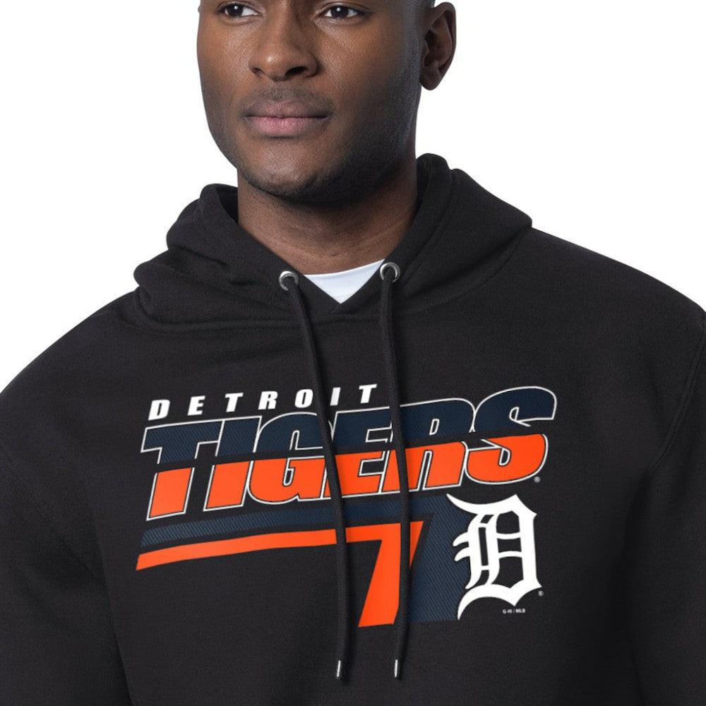 Detroit Tigers Starter Logo Push Graphic Hoodie - Black Hoodies