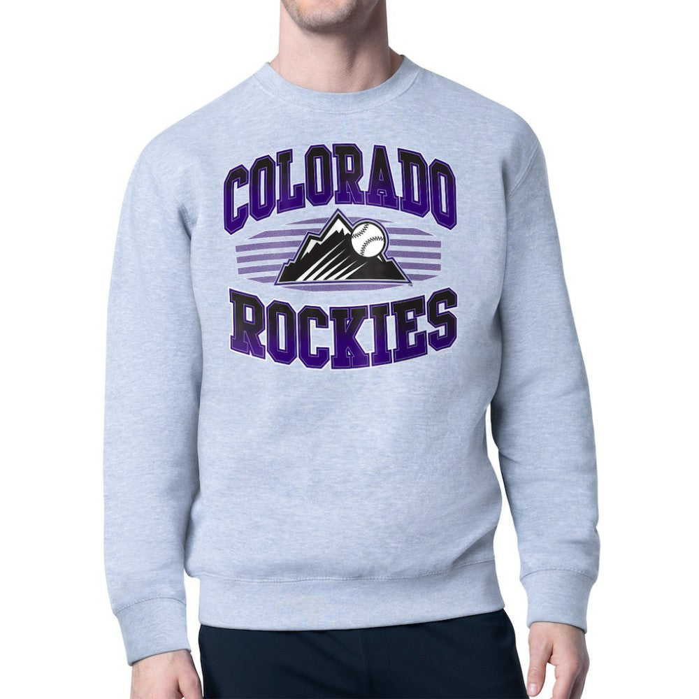 Colorado Rockies Starter Team Grit Graphic Fleece Pullover Sweatshirt - Heather Gray Pullover