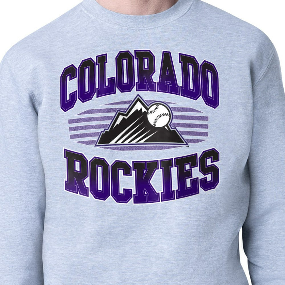 Colorado Rockies Starter Team Grit Graphic Fleece Pullover Sweatshirt - Heather Gray Pullover