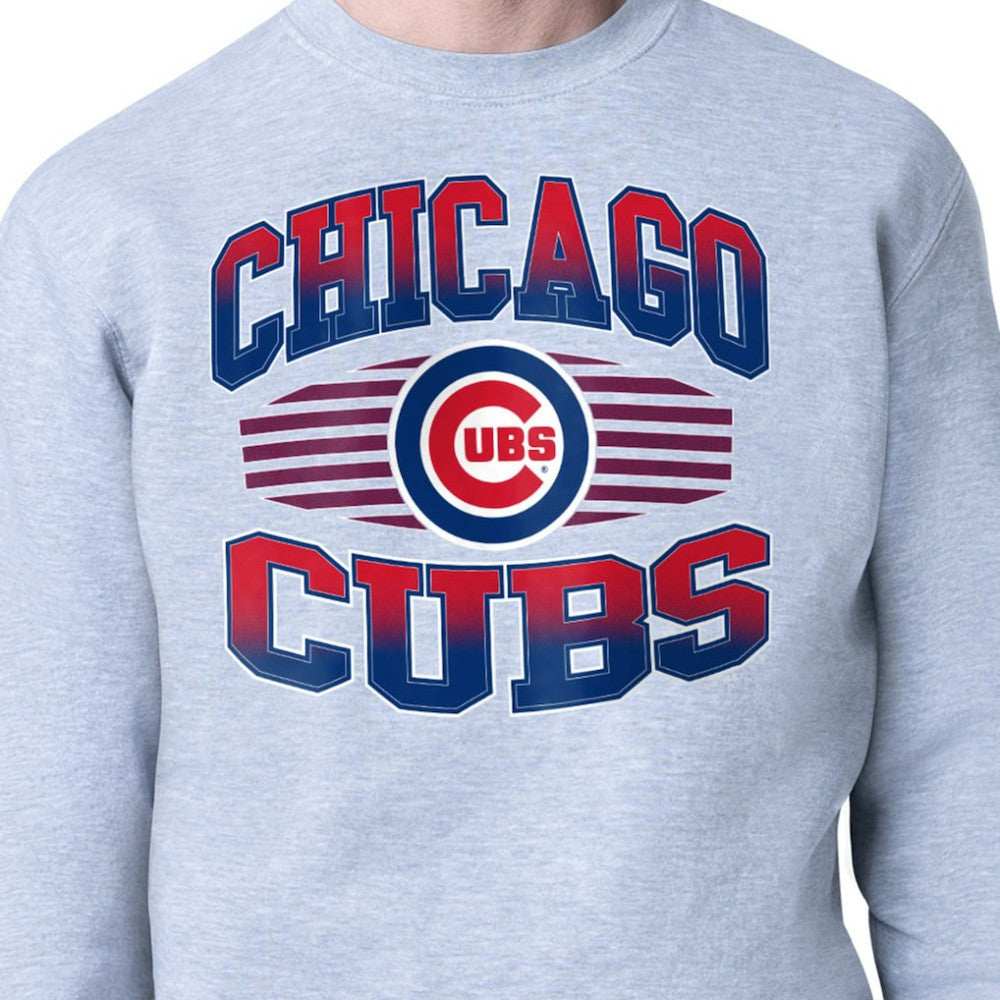 Chicago Cubs Starter Team Grit Graphic Fleece Pullover Sweatshirt - Heather Gray Pullover