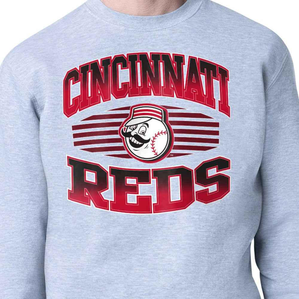Cincinnati Reds Starter Team Grit Graphic Fleece Pullover Sweatshirt - Heather Gray Pullover