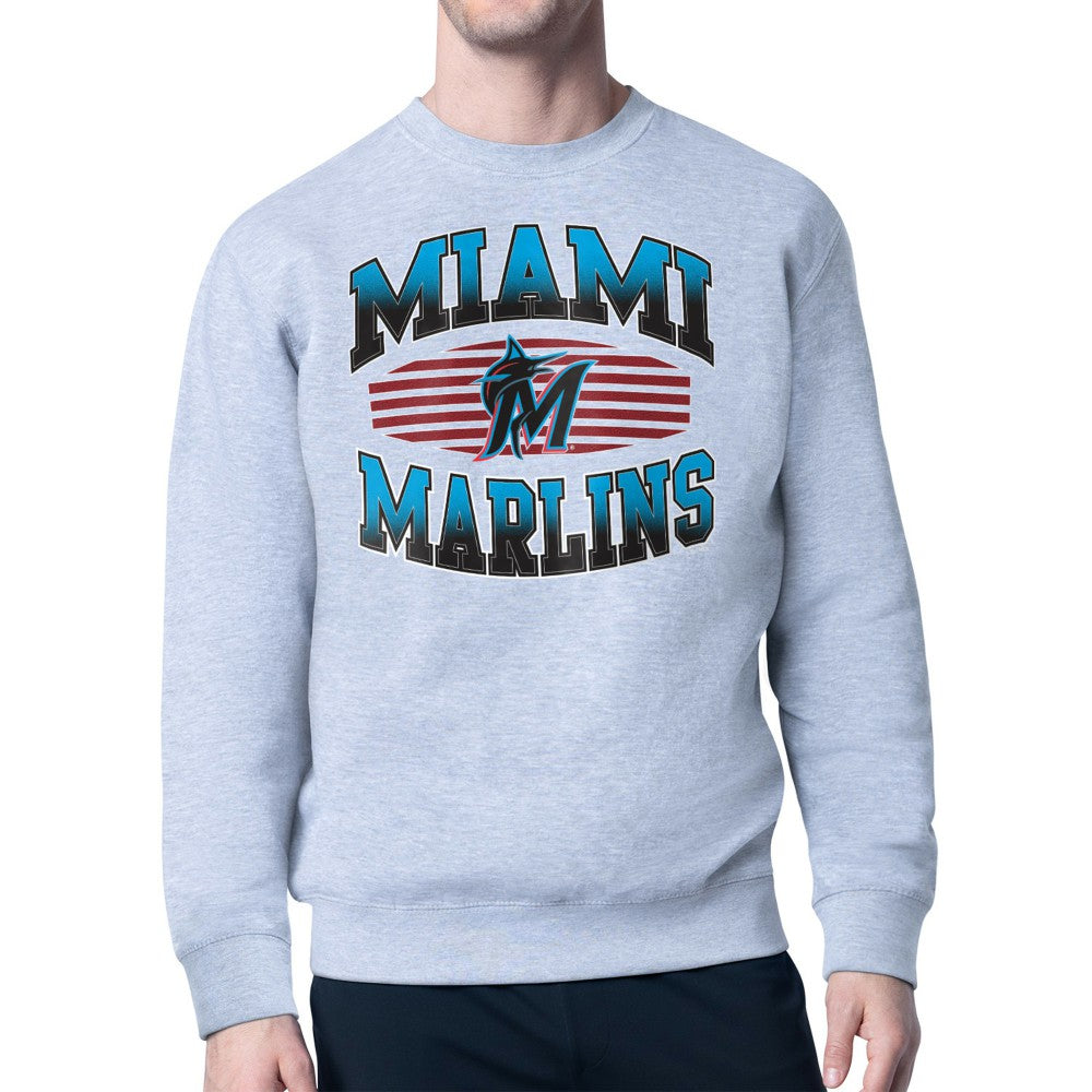 Miami Marlins Starter Team Grit Graphic Fleece Pullover Sweatshirt - Heather Gray Pullover