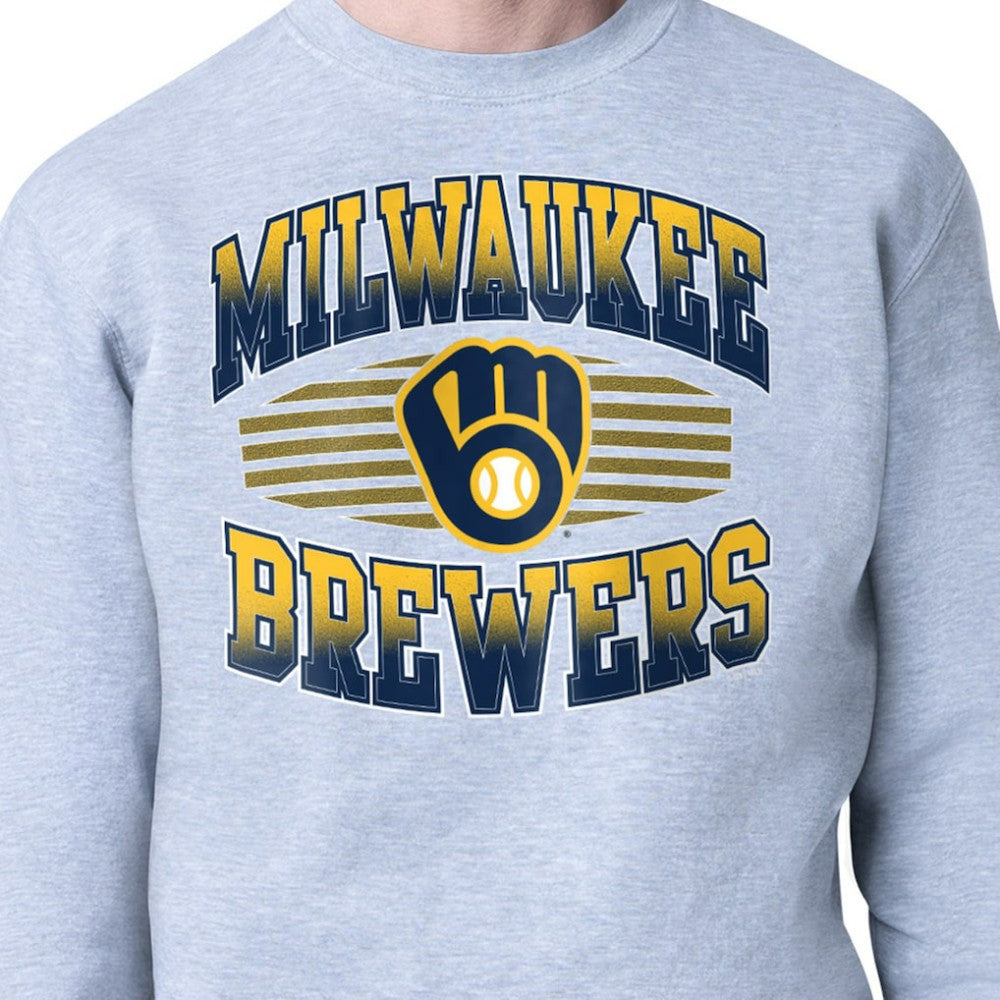 Milwaukee Brewers Starter Team Grit Graphic Fleece Pullover Sweatshirt - Heather Gray Pullover
