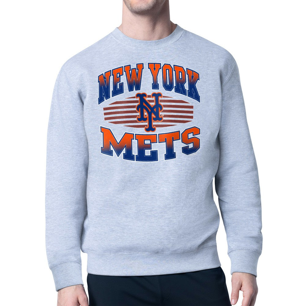 New York Mets Starter Team Grit Graphic Fleece Pullover Sweatshirt - Heather Gray Pullover