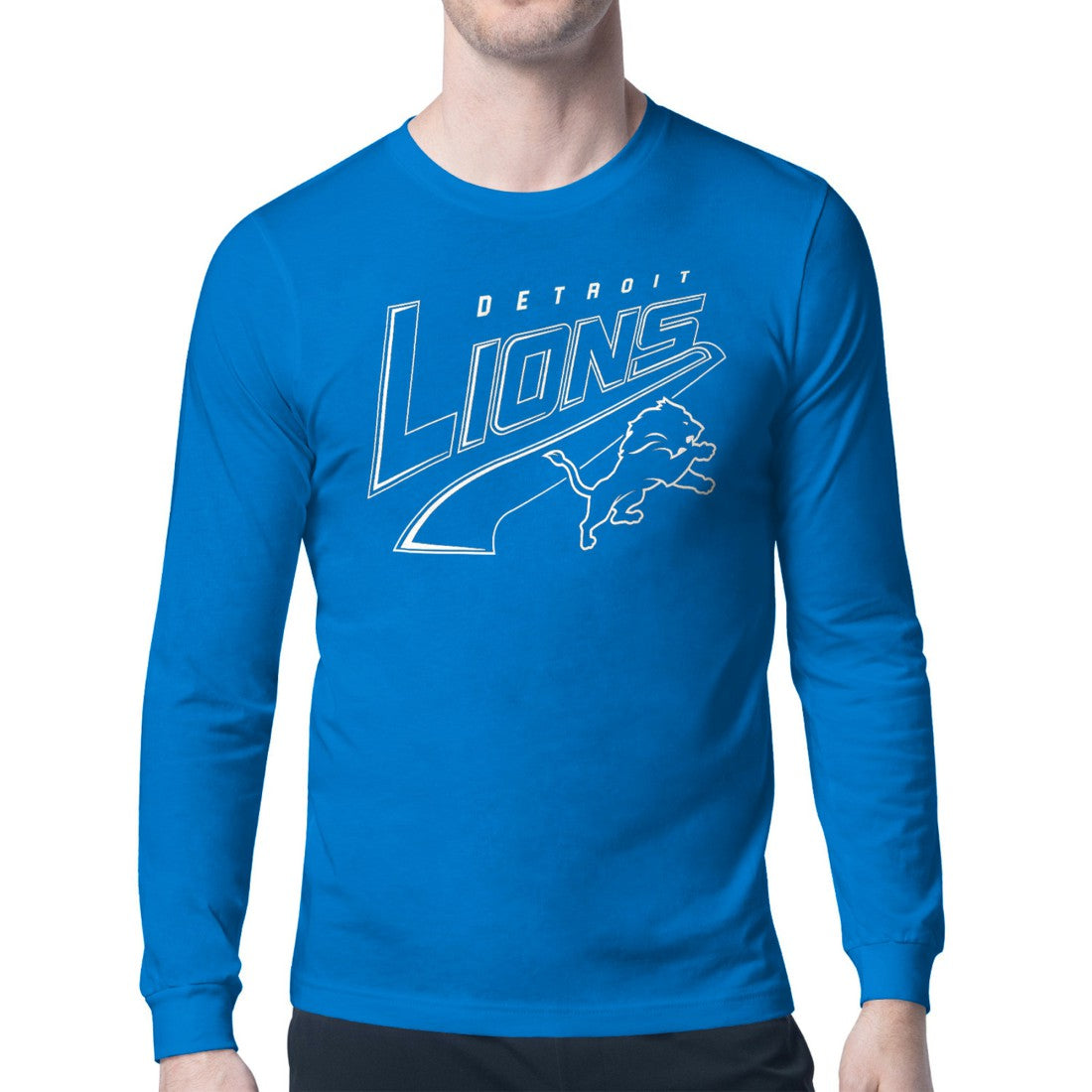 Detroit Lions Starter Modern Tailsweep Graphic Long Sleeve T-Shirt - Blue T-shirts