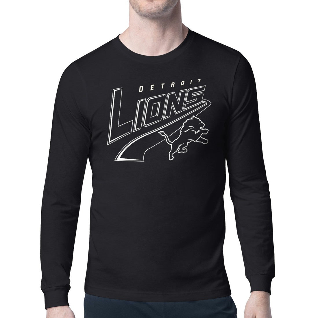 Detroit Lions Starter Modern Tailsweep Graphic Long Sleeve T-Shirt - Black T-shirts