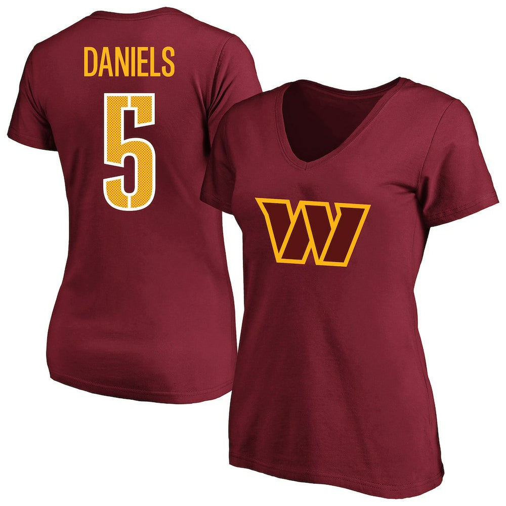 Jayden Daniels Washington Commanders Women's Plus Size Name & Number T-Shirt - Burgundy T-shirts