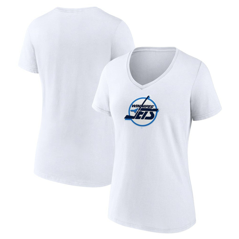 Winnipeg Jets Women's Primary Logo V-Neck T-Shirt - White | US 203353771