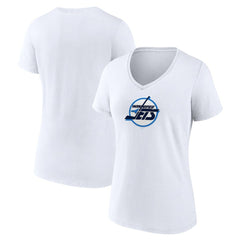Winnipeg Jets Women's Primary Logo V-Neck T-Shirt - White | US 203353771