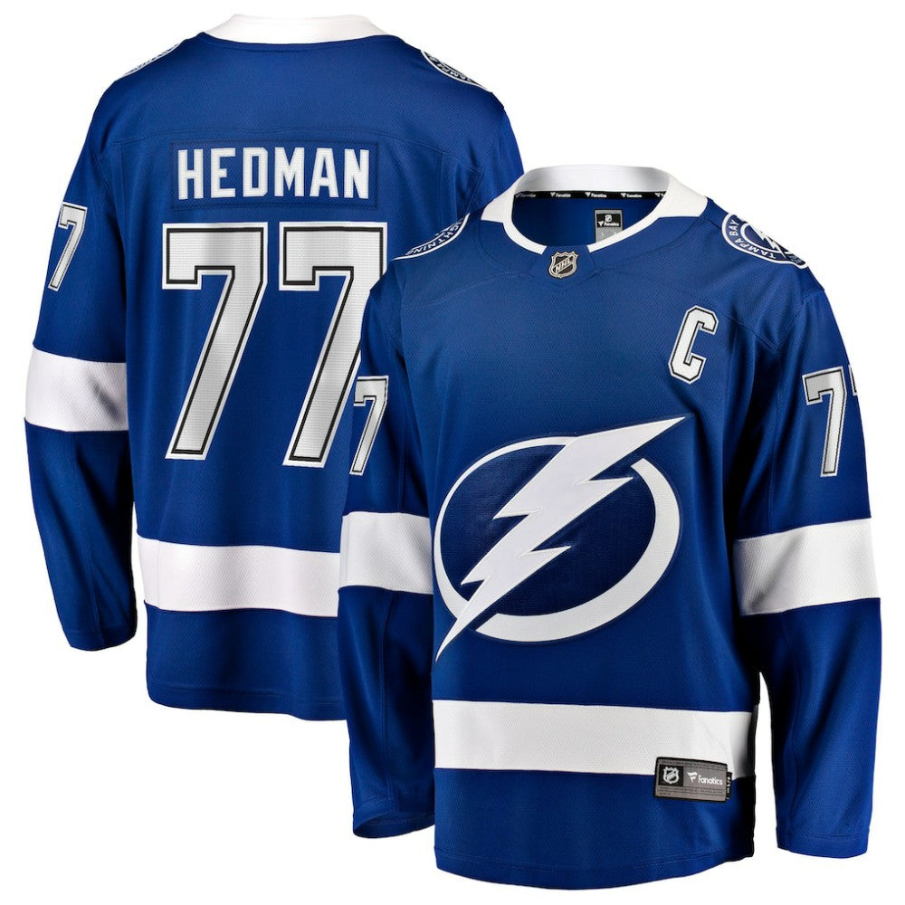 Victor Hedman Tampa Bay Lightning Fanatics Home Captain Patch Breakaway Jersey - Blue | US 203353905