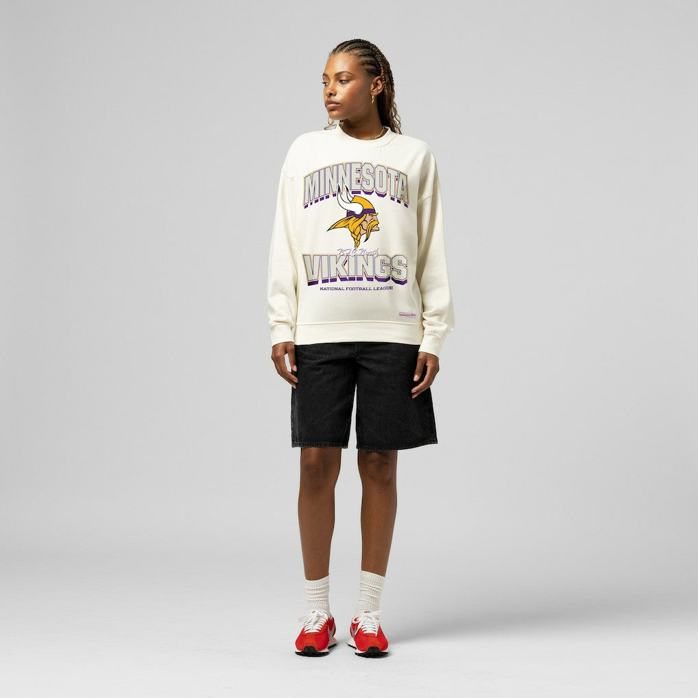 Minnesota Vikings Women's Tonal Arch Sweatshirt - Cream Sweatshirts