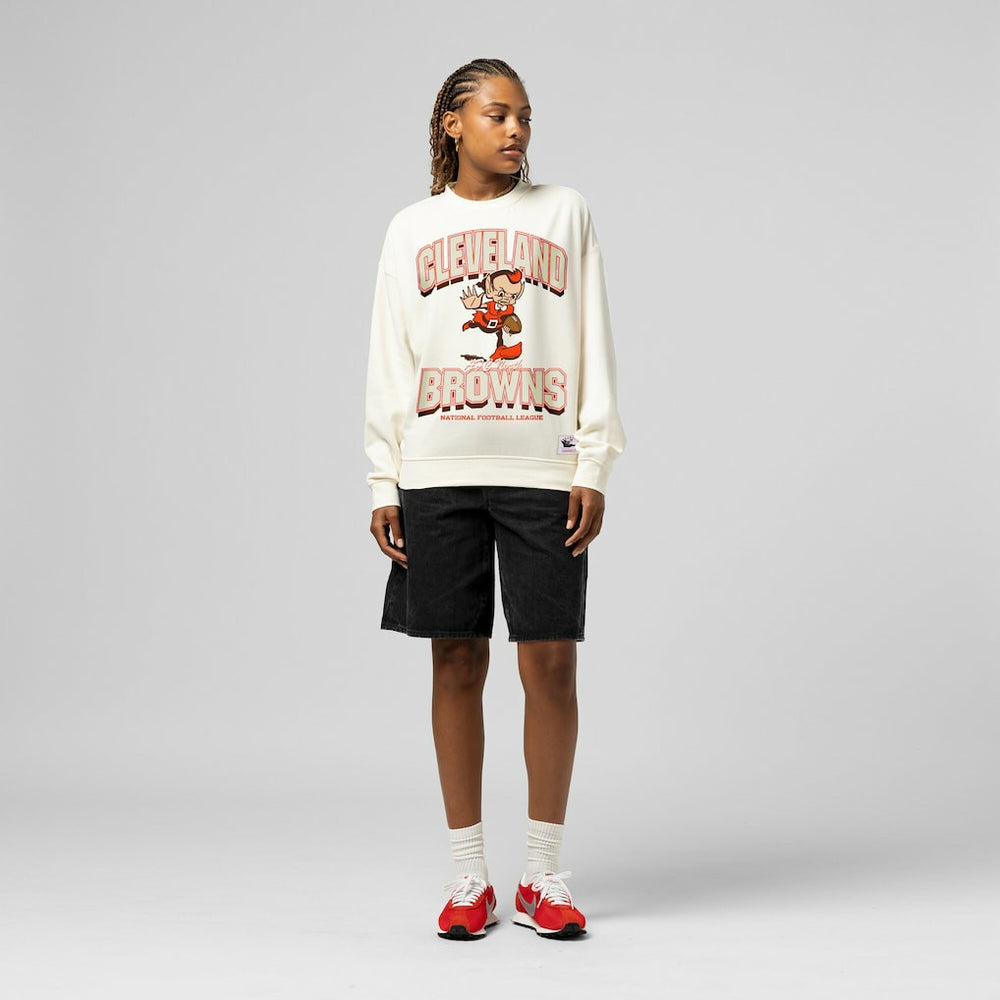 Cleveland Browns Women's Tonal Arch Sweatshirt - Cream Sweatshirts