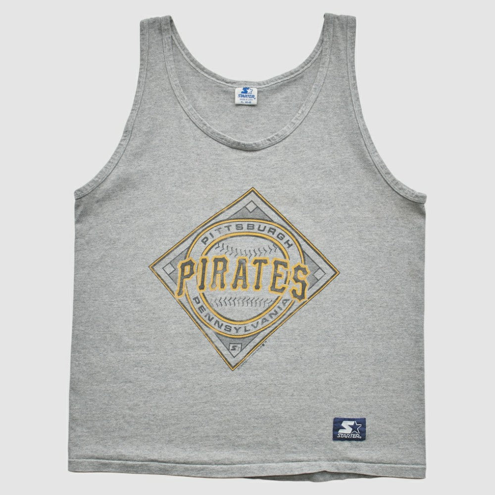 Pittsburgh Pirates Starter 1989 Tank - Gray - Vintage Tanks