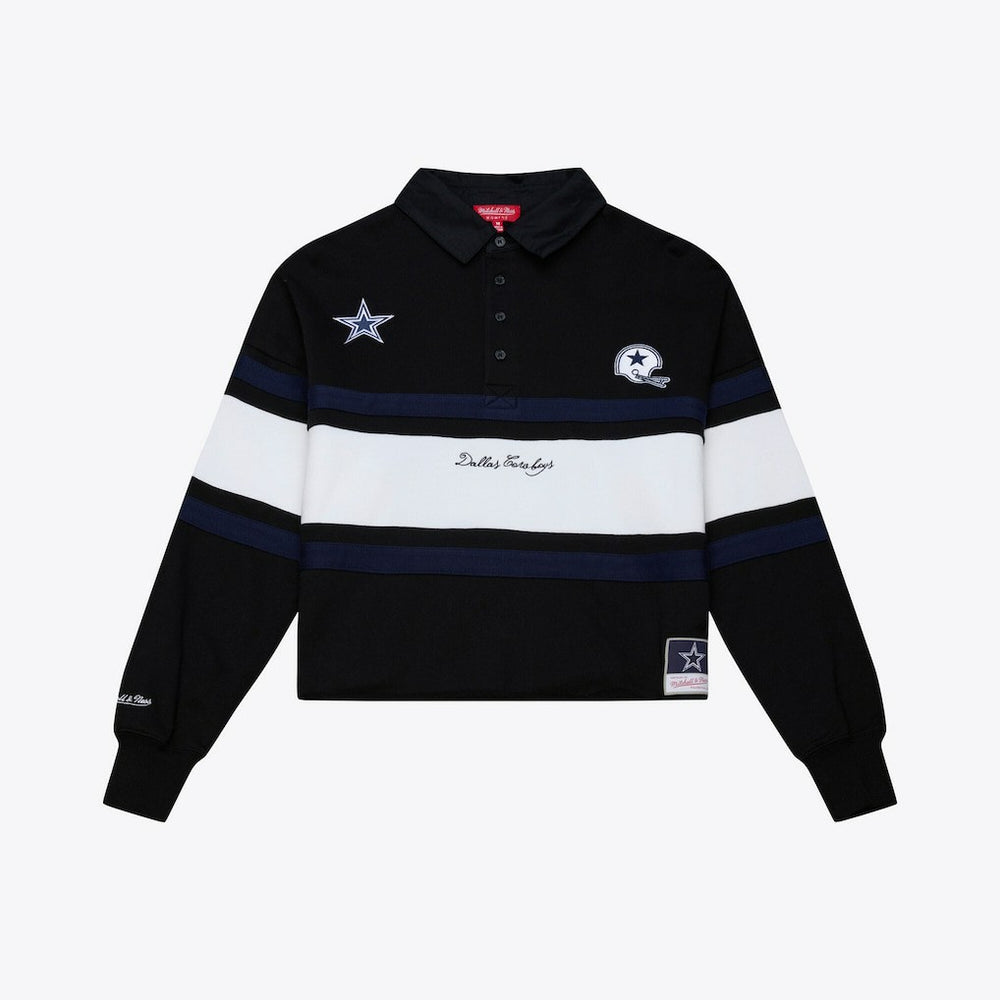 Dallas Cowboys Women's Cropped Long Sleeve Rugby Polo - Black