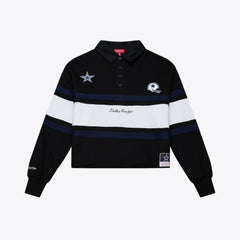 Dallas Cowboys Women's Cropped Long Sleeve Rugby Polo - Black