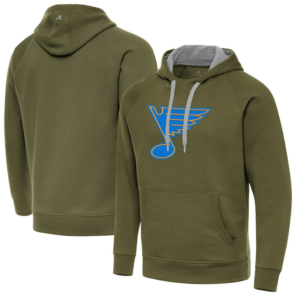 St. Louis Blues Antigua Victory Pullover Hoodie - Olive | US 203361770