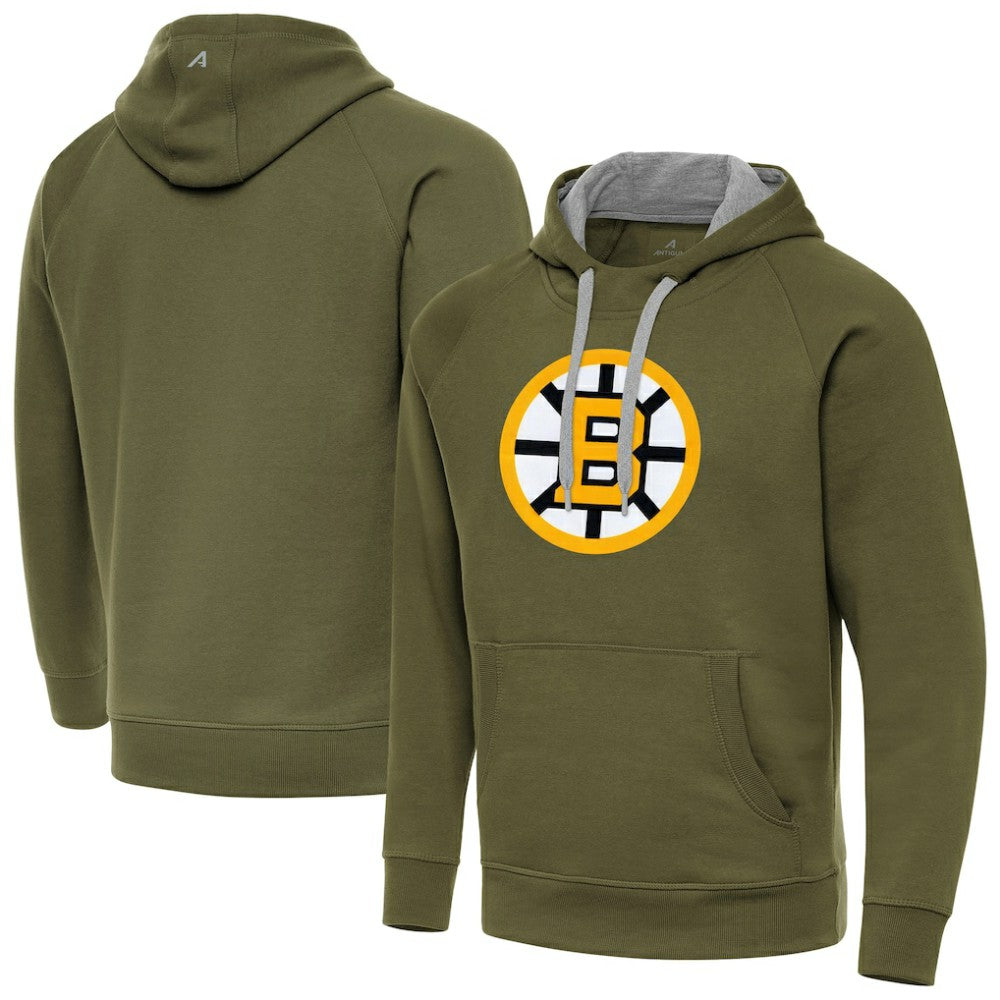 Boston Bruins Antigua Victory Pullover Hoodie - Olive | US 203361772