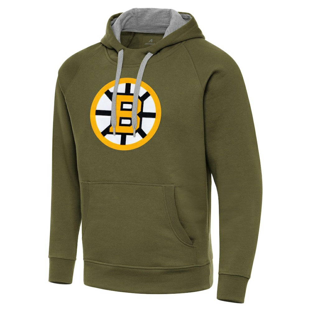 Boston Bruins Antigua Victory Pullover Hoodie - Olive | US 203361772