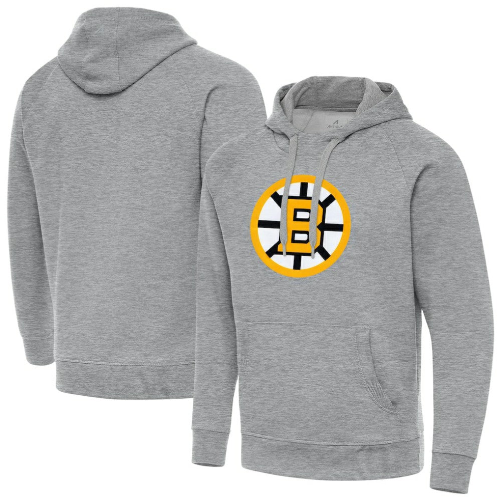 Boston Bruins Antigua Victory Pullover Hoodie - Heather Gray | US 203361776