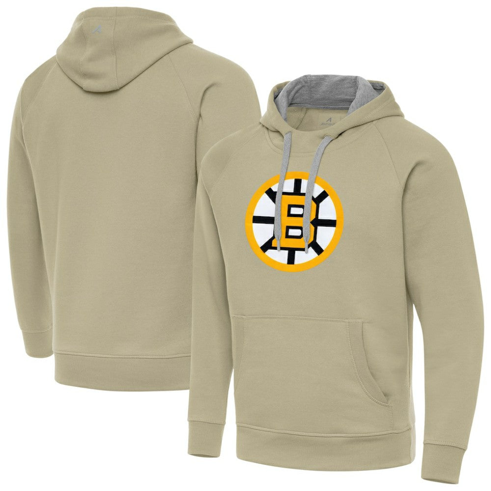 Boston Bruins Antigua Victory Pullover Hoodie - Khaki | US 203361777