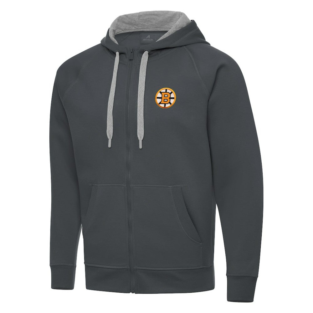 Boston Bruins Antigua Victory Full-Zip Hoodie - Charcoal | US 203361779