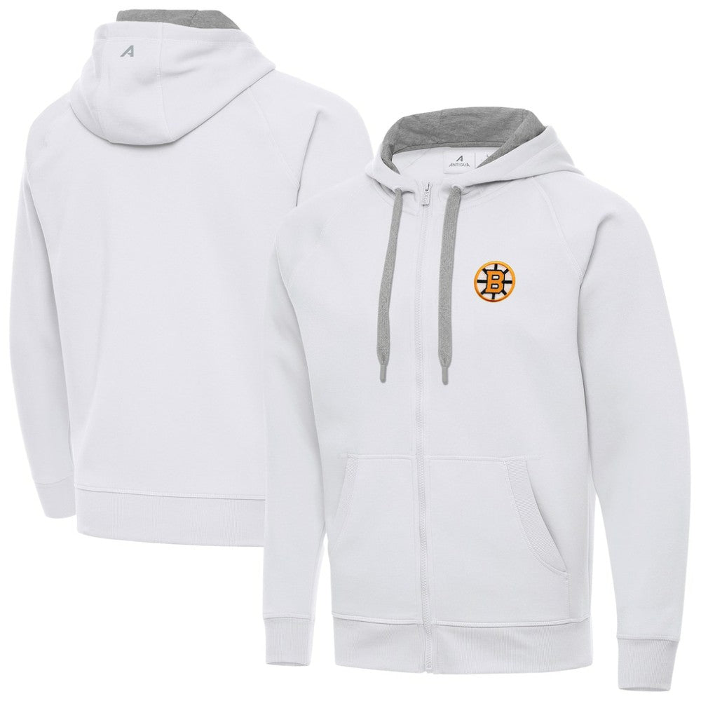 Boston Bruins Antigua Victory Full-Zip Hoodie - White | US 203361786