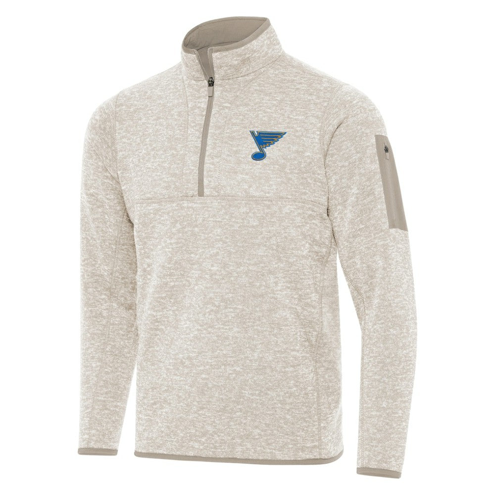 St. Louis Blues Antigua Fortune Quarter-Zip Pullover Jacket - Oatmeal | US 203361789