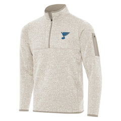 St. Louis Blues Antigua Fortune Quarter-Zip Pullover Jacket - Oatmeal | US 203361789