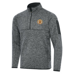 Boston Bruins Antigua Fortune Quarter-Zip Pullover Jacket - Heather Black | US 203361790
