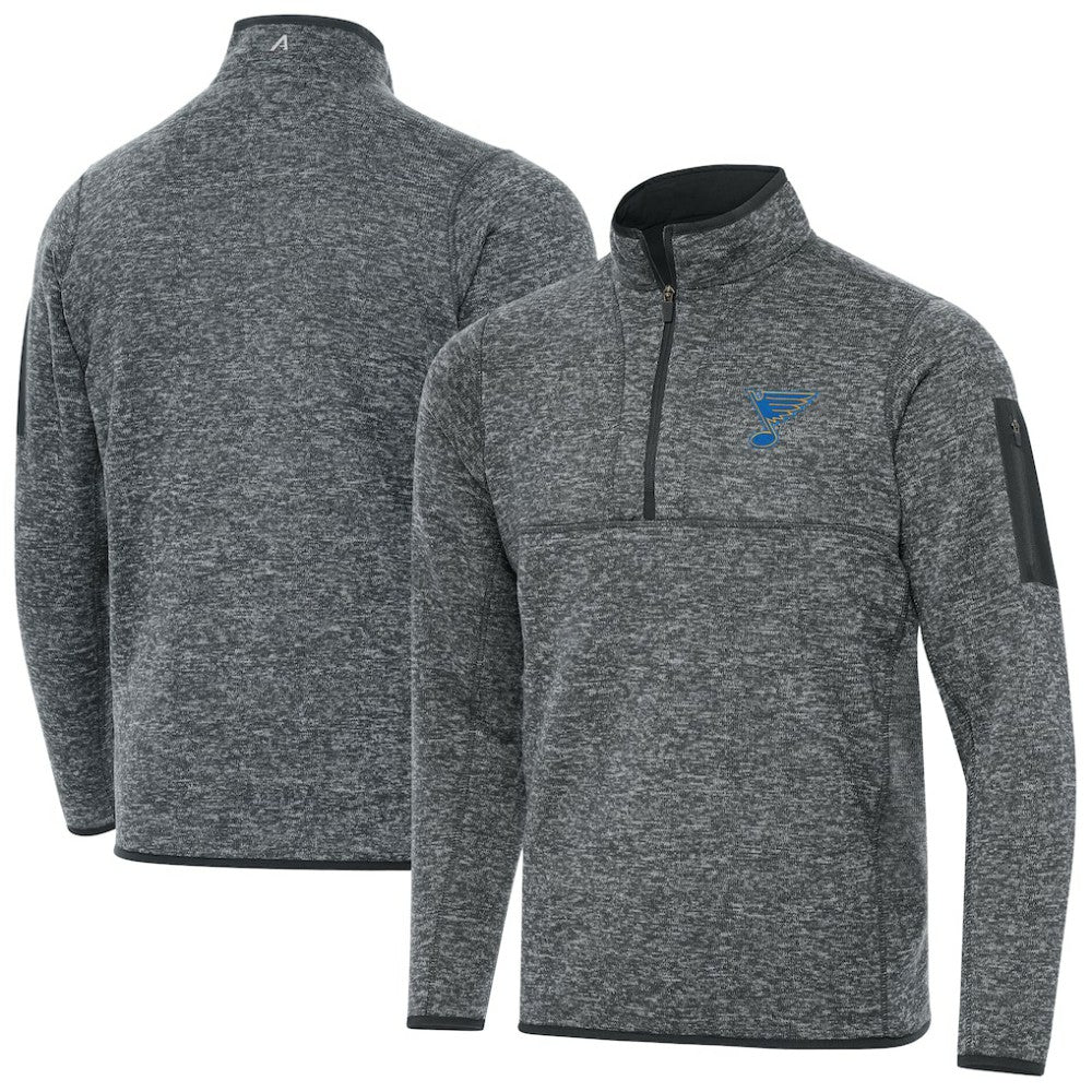 St. Louis Blues Antigua Fortune Quarter-Zip Pullover Jacket - Heather Gray | US 203361791