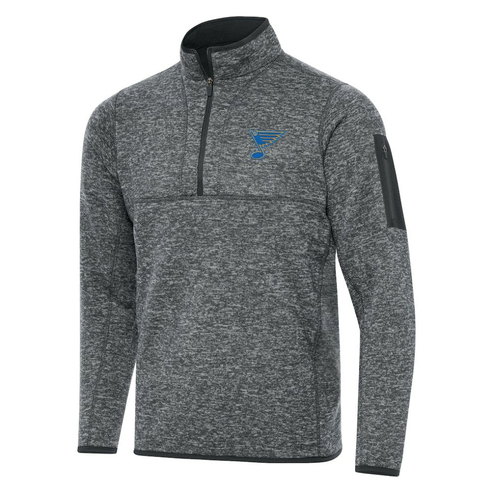 St. Louis Blues Antigua Fortune Quarter-Zip Pullover Jacket - Heather Gray | US 203361791