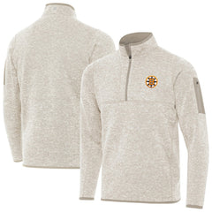 Boston Bruins Antigua Fortune Quarter-Zip Pullover Jacket - Oatmeal | US 203361792