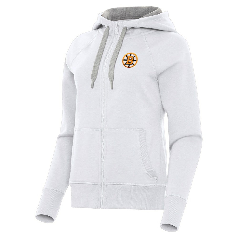 Boston Bruins Antigua Women's Victory Full-Zip Hoodie - White | US 203361794