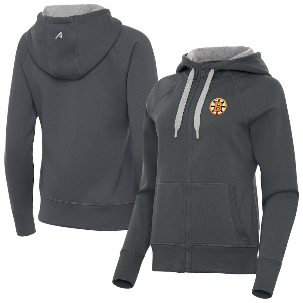 Boston Bruins Antigua Women's Victory Full-Zip Hoodie - Charcoal | US 203361798