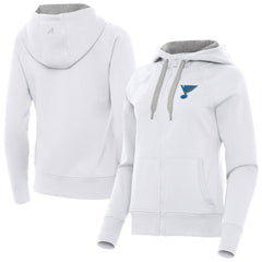 St. Louis Blues Antigua Women's Victory Full-Zip Hoodie - White | US 203361799