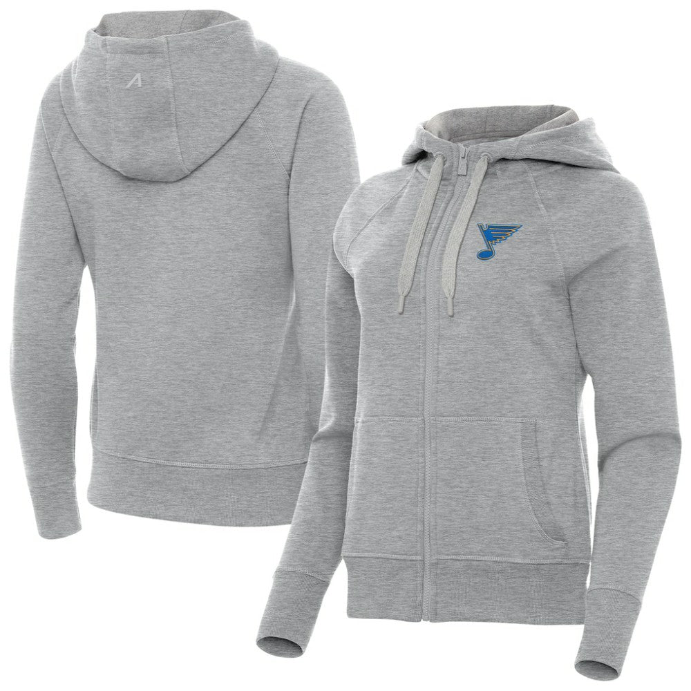 St. Louis Blues Antigua Women's Victory Full-Zip Hoodie - Heather Gray | US 203361801