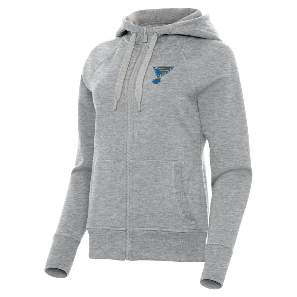 St. Louis Blues Antigua Women's Victory Full-Zip Hoodie - Heather Gray | US 203361801