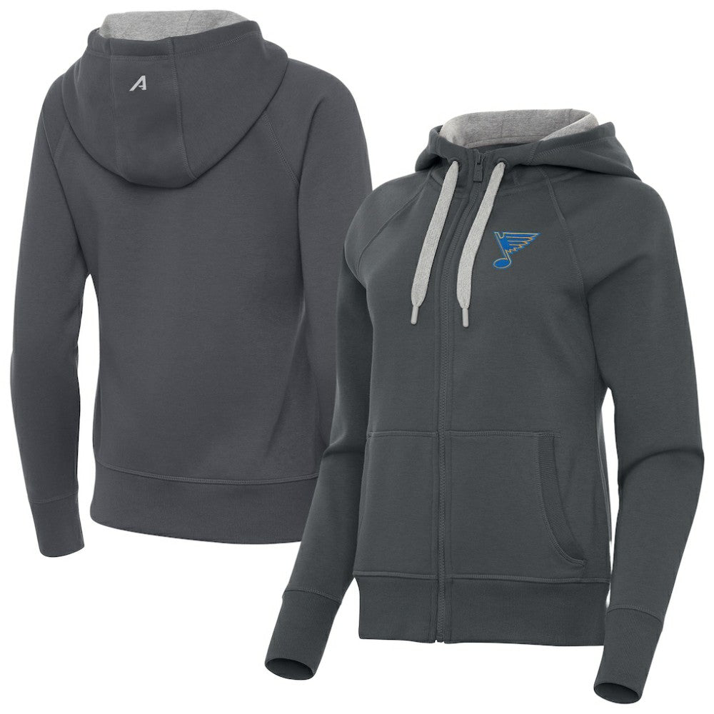 St. Louis Blues Antigua Women's Victory Full-Zip Hoodie - Charcoal | US 203361803