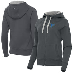 St. Louis Blues Antigua Women's Victory Full-Zip Hoodie - Charcoal | US 203361803