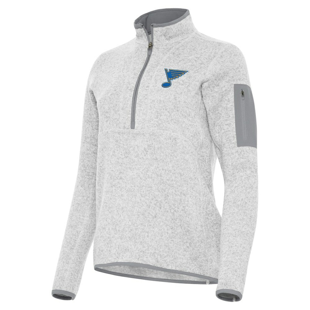 St. Louis Blues Antigua Women's Fortune Half-Zip Pullover - Heather Gray | US 203361804