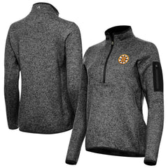 Boston Bruins Antigua Women's Fortune Half-Zip Pullover - Heather Black | US 203361805